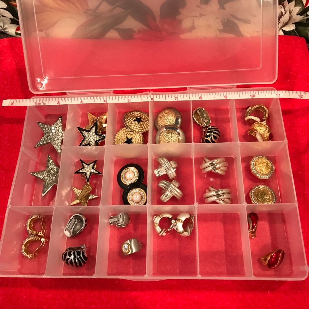 Clip on earrings. $40/pair Total of 16 pairs of earrings